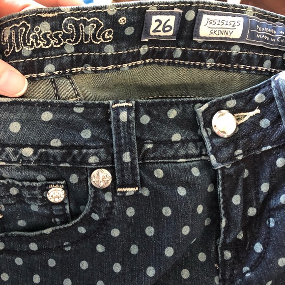 MISS ME polka dot skinny stretch jeans 26 - Picture 8 of 8